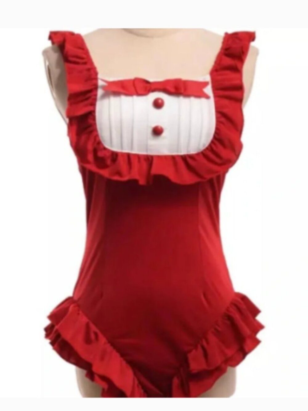 Valentine red cute Kawaii sexy ruffled one-piece swimsuit spa suit cosplay